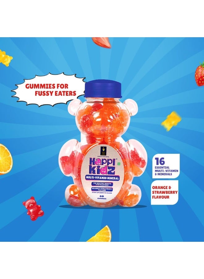 BRITISH BIOLOGICAL BRITISH LIFE SCIENCES PVT LTD ; Nutrition For A Healthy Beginning Happi Kidz Multivitamin Gummies for Toddlers & Kids | Vitamins & Minerals | Ages 2 & up | Strawberry & Orange Flavour | 60 Count - Image 3